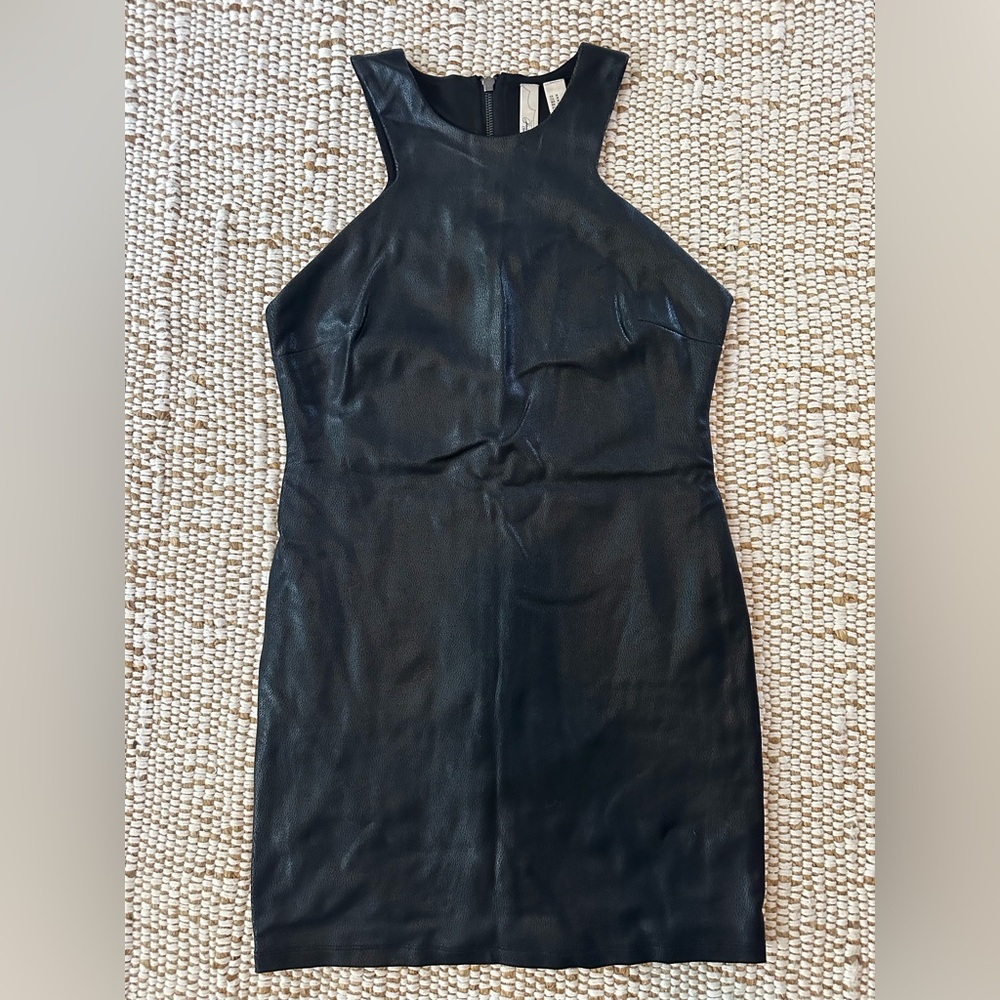 Black Faux Leather Bodycon Dress